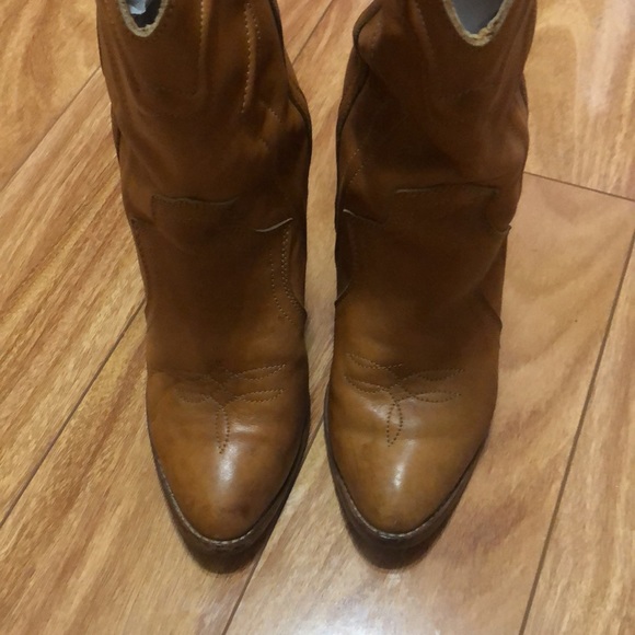 Vintage Tan Brown Western Cowboy Boots Women’s Sz 7.5, Revette Creations Romania - Picture 3 of 8